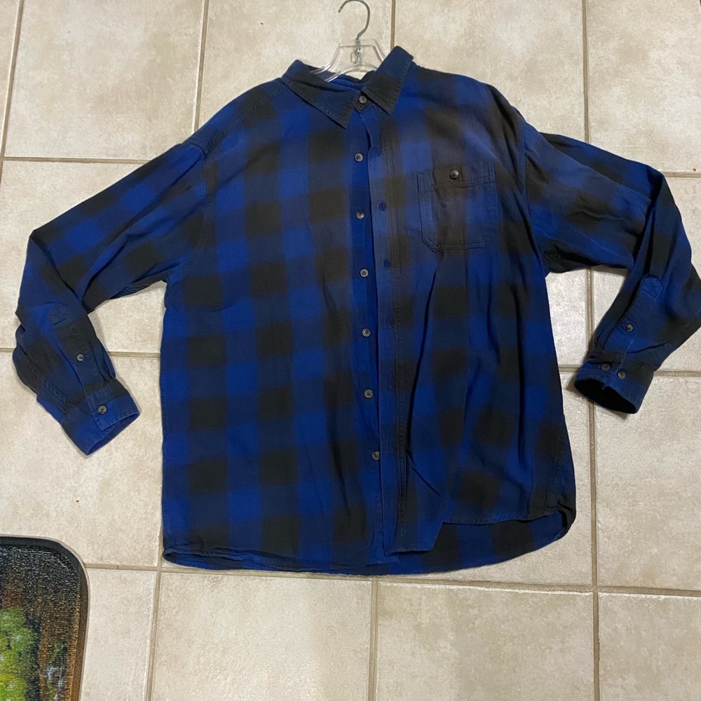 Classic Blue and Black Plaid Men's Dress Shirt